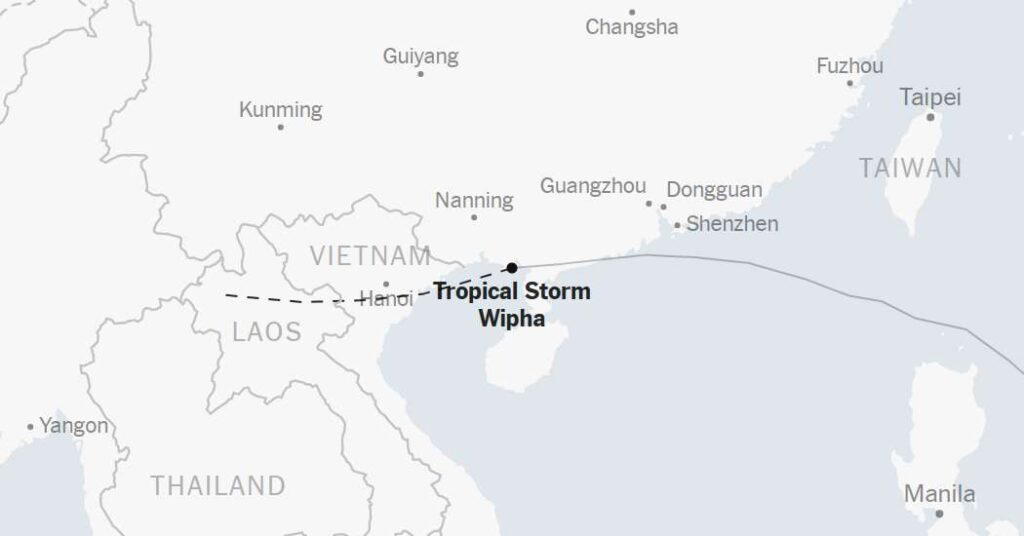 Map: Tracking Tropical Storm Wipha