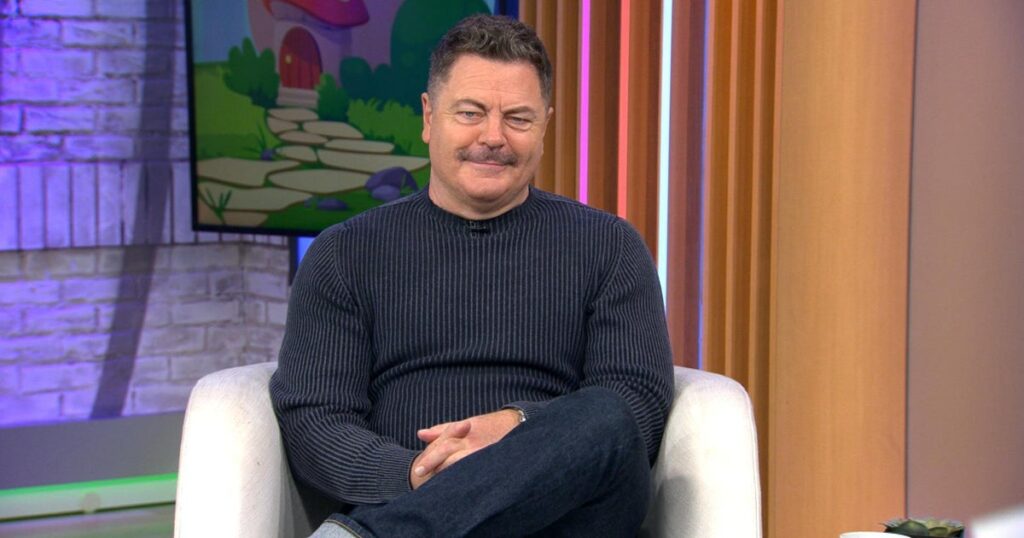 Nick Offerman finds meaning in the "Smurfs'" village: "We require diversity to make a strong community"