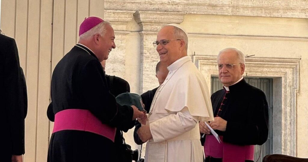 Pope Leo XIV graciously accepts, but doesn't wear, Philadelphia Eagles hat as Philly archbishop visits Vatican