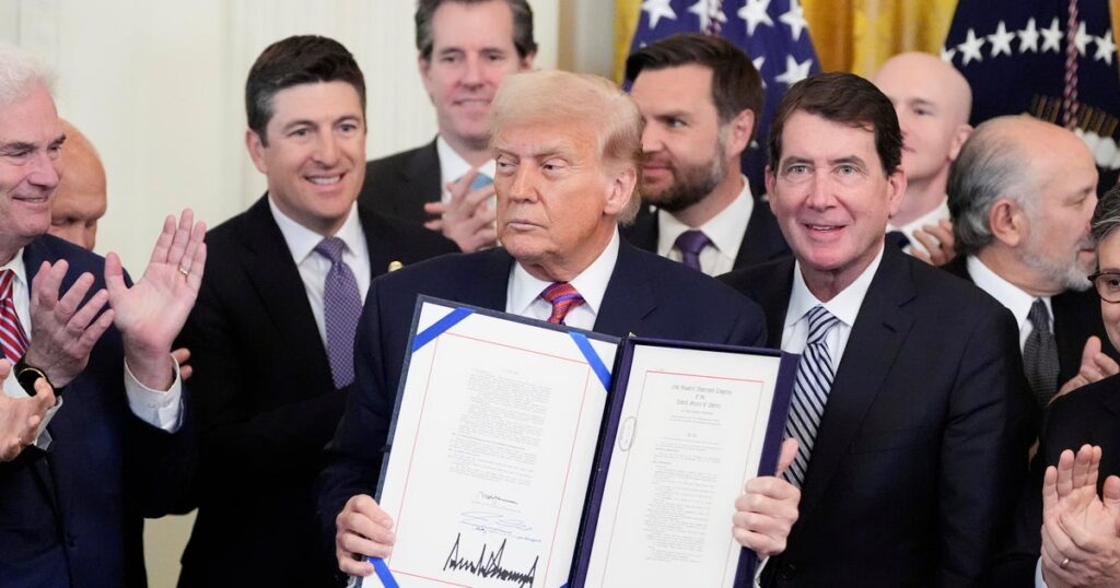 Trump signs landmark GENIUS Act, hailing "exciting new frontier" for crypto