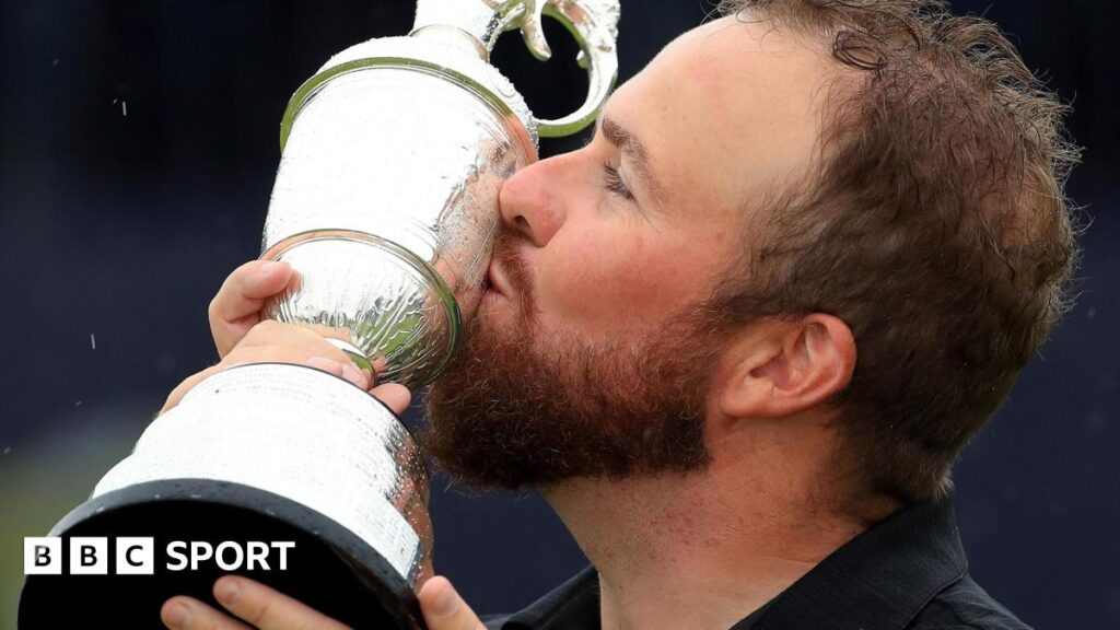 Ireland's Shane Lowry kisses the Claret Jug after winning the 2019 Open Championship at Royal Portrush in Northern Ireland