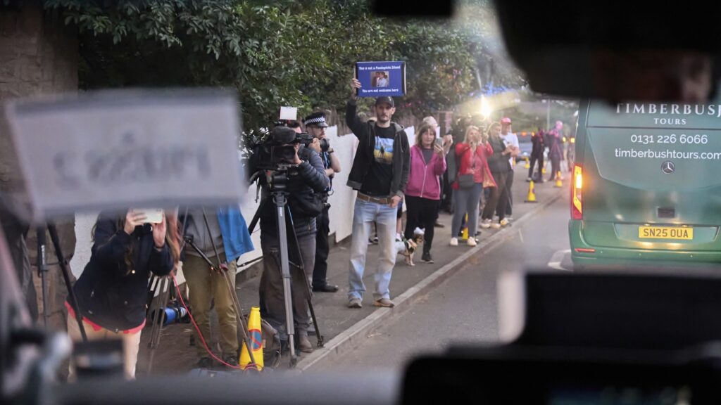 While Trump golfs in Scotland, protesters mock him : NPR