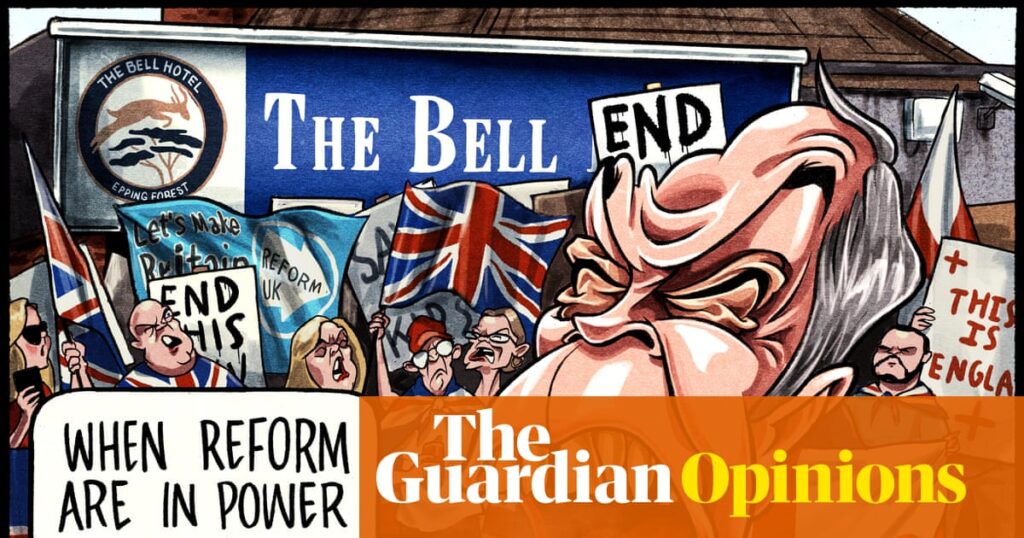 Ben Jennings on Nigel Farage and refugee hotels – cartoon