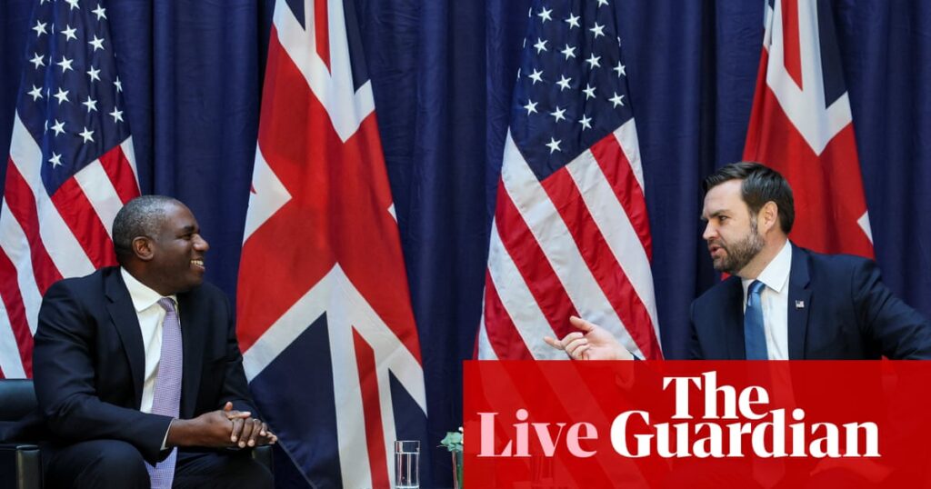 Vance to arrive in UK for Lammy meeting as Starmer denounces Israel’s plan to take control of Gaza City – UK politics live | Politics