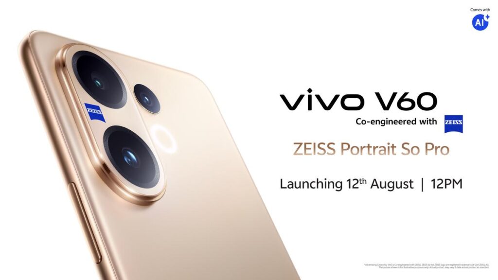 Vivo V60 launched in India with Zeiss branded camera and 6,500 mAh battery
