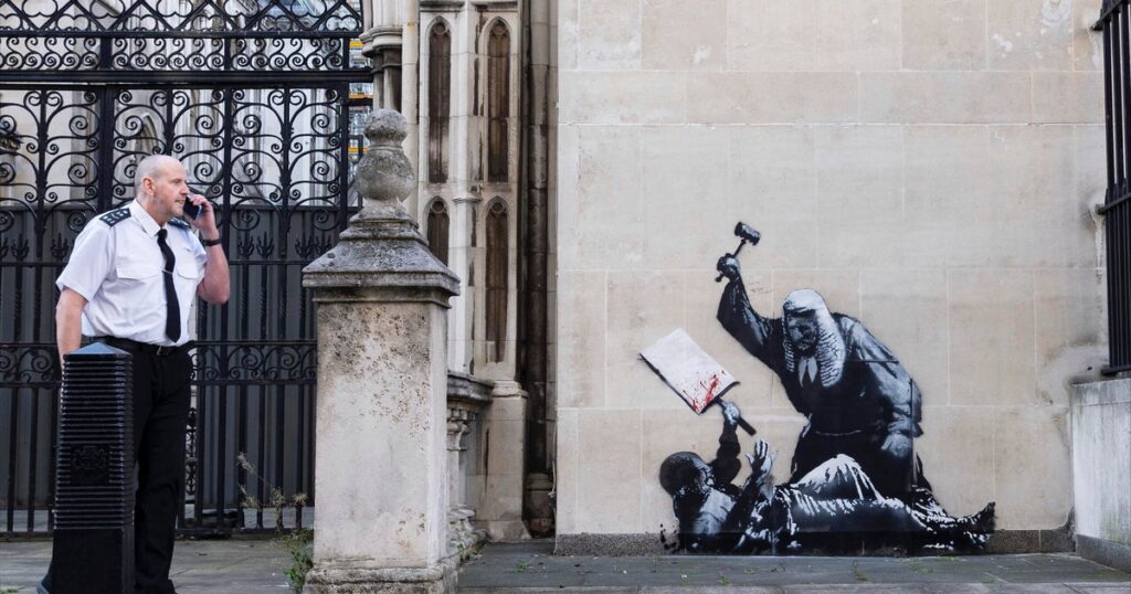 Banksy mural of judge beating protester at Royal Courts of Justice in London to be removed