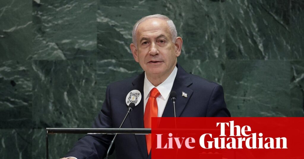 Benjamin Netanyahu addresses UN general assembly as dozens of delegates walk out - Middle East crisis live | World news