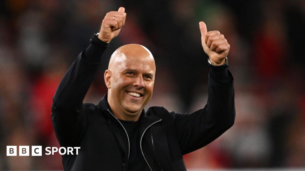 Liverpool's new £125m striker Alexander Isak congratulates match-winner Virgil van Dijk at the end of the Champions League win against Atletico Madrid