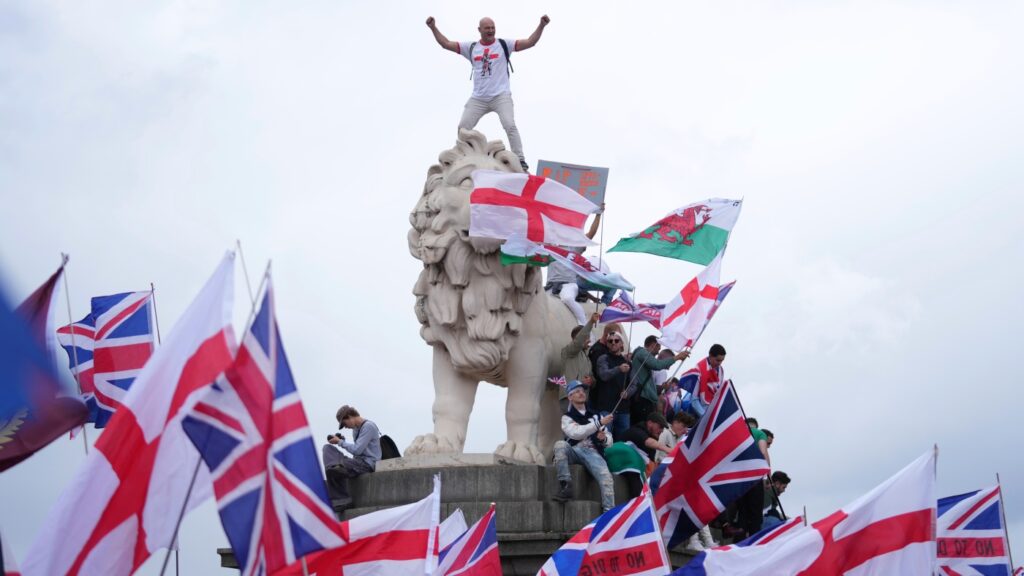 London far-right rally draws over 100,000 with clashes breaking out : NPR