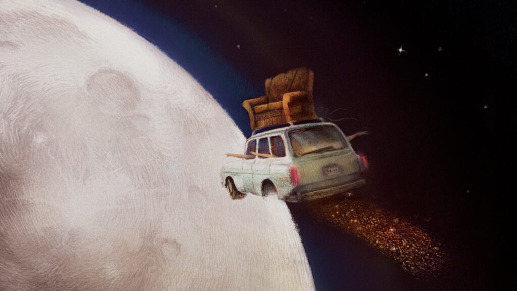 Take a nighttime drive to the moon in the kids' book, 'The Couch in the Yard' : NPR