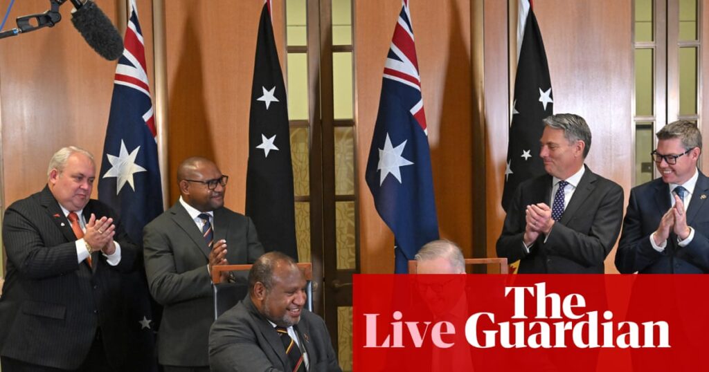 Australia news live: Albanese and Marape sign defence treaty; Allan says Melbourne’s Metro line to open this year | Australia news