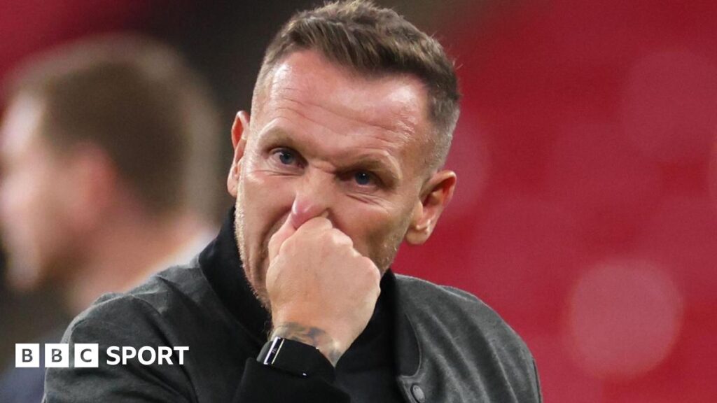 Craig Bellamy grimaces at the end of Wales' defeat to England