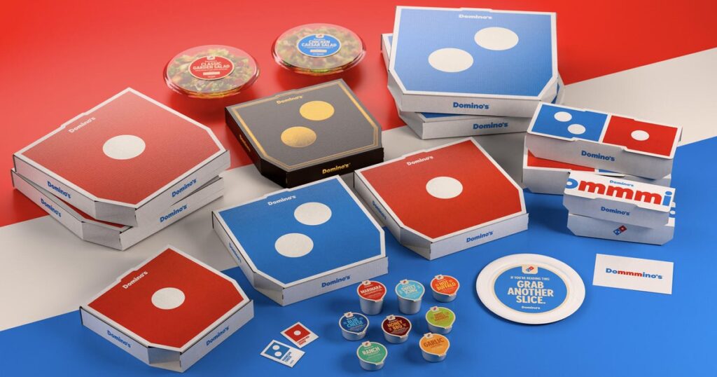 Domino's is serving up a fresh look for the first time in 13 years. Check out the redesign.