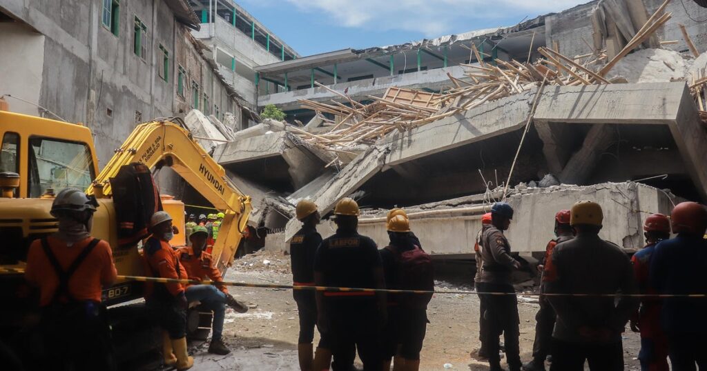 Indonesia school collapse kills at least 3, sparks race to find dozens of survivors under rubble