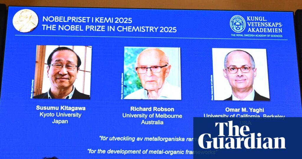 Nobel prize in chemistry awarded to scientists for work on porous materials | Nobel prizes