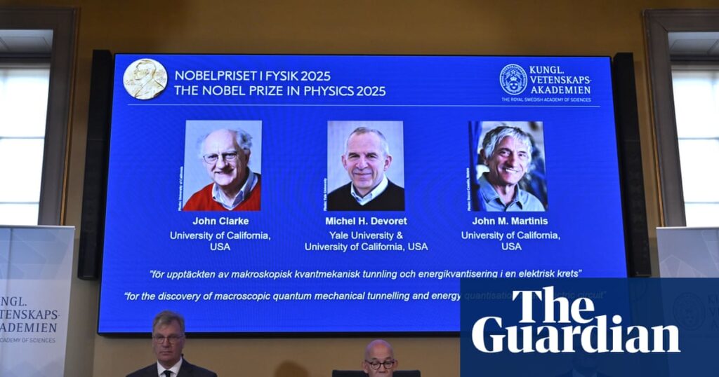 Nobel prize in physics awarded to three scientists for work on quantum mechanics | Nobel prize in literature