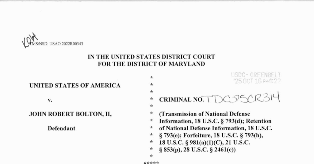 Read the Indictment of John R. Bolton Read the Indictment of John R. Bolton