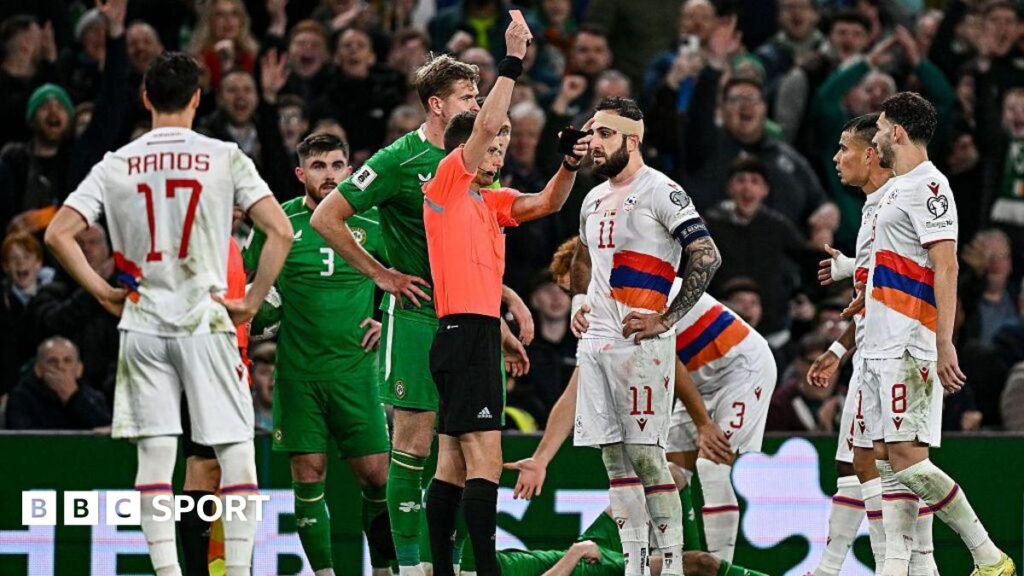 Tigran Barseghyan shown red card